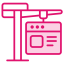 pink icon of a crane moving a browser screen