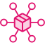 pink icon of a box with various circles connect to it