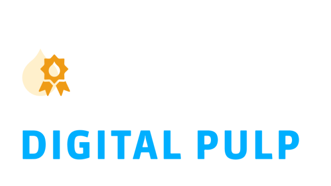 Stylized award graphic with the Digital Pulp logo