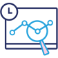 browser with data and a magnifying glass and clock