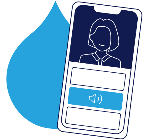 illustration of a mobile device with a user profile and the audio button selected