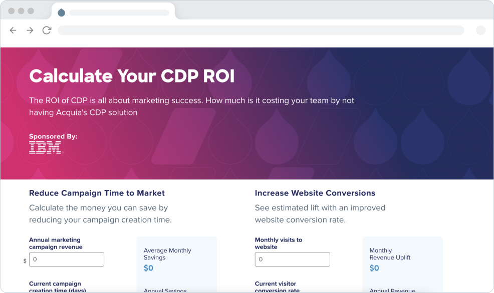 Screenshot of the web page with the CDP ROI calculator