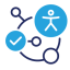 Illustration of the accessibility logo and a checkmark overlaid on an analytic icon
