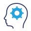 Illustration of a person with a cogwheel in their head