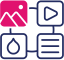 Illustration of image, video, document, and brand icons all linked